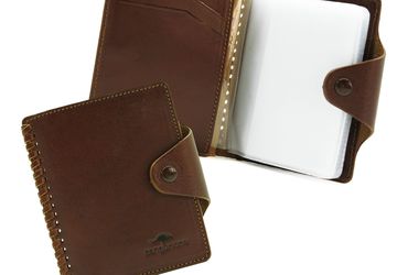 Кожаная визитница с плетением Cangurione 3310-004 V/Tan