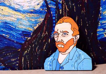 Деревянная брошь "Ван Гог"