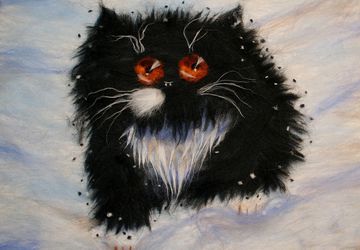 Картина из шерсти "Котик".