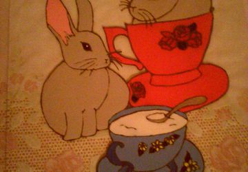 витраж зайки и чашки