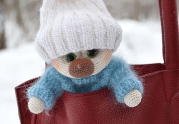 игрушка вязаная амигуруми мишка тедди Зефирчик