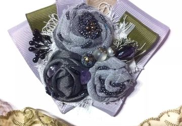 Брошь текстильная "Дождливый день"