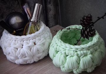 Набор вязаных корзинок