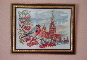Вышивка Снегирь