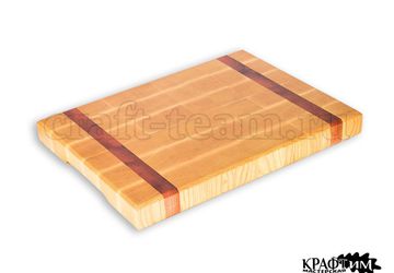 ДОСКА РАЗДЕЛОЧНАЯ ТОРЦЕВАЯ ИЗ ЯСЕНЯ И САПЕЛЕ. РАЗМЕРЫ 380*280*40