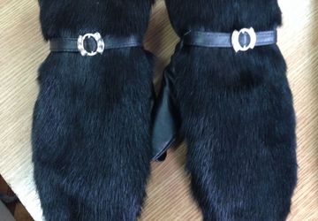 Варежки из норки и кожи