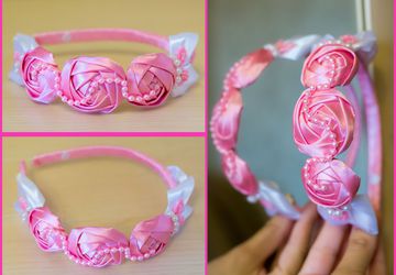 Ободок с розовыми розами