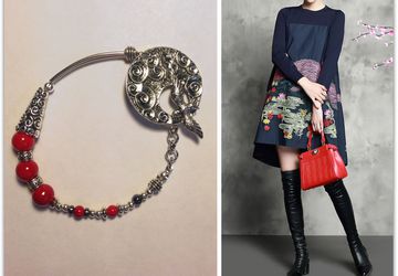 Браслет с тонированным кварцем и гематитом