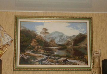 вышитая картина Озеро в горах