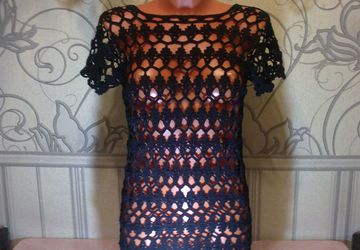 Черное ажурное платье