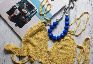 Бралетт с отделкой кроше из лимонной пряжи