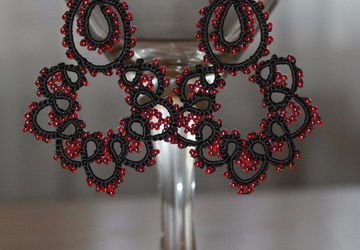 кружевные серьги "хохлома"