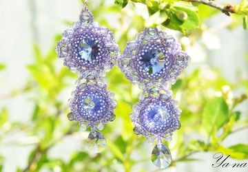 Серьги из бисера и Сваровски "Наина"