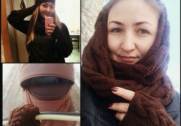 Комплект "Шапка, длинные митенки и снуд в два оборота"