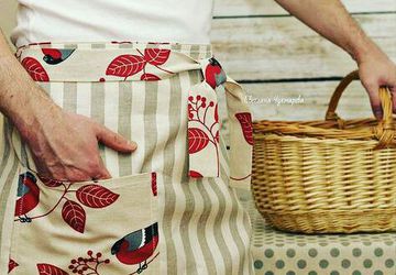 Мужской фартук"Снегири", готовая работа