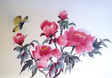 Мастер-класс сумиэ. Пионы.