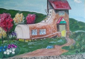 Картина маслом " Дом- ботинок"