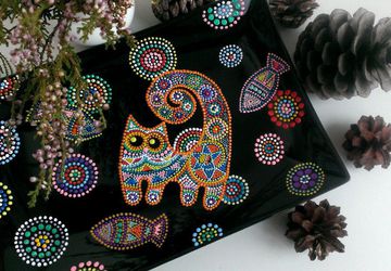 Декоративная тарелочка "Кошачий сон"