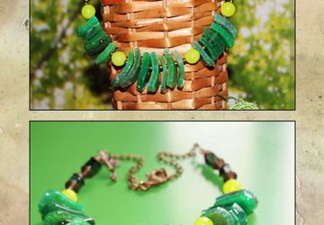 Колье из зеленого агата