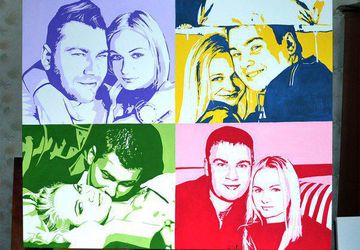 Поп-арт портреты по фото красками/ Pop-art