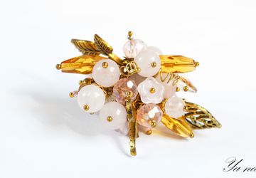 Кольцо с розовым кварцем "Зефир"