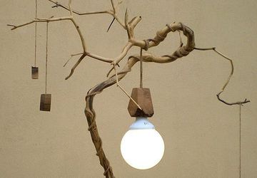 Деревянный LED настольный светильник из элементов вяза, ясеня и ореха,  ручная работа