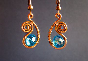Медные серьги "Голубая капля"