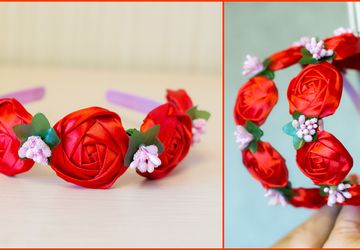 Ободок с красными розами