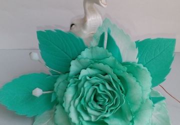 Заколка роза бирюзовая малая