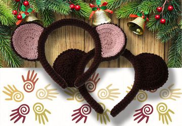 Вязаный карнавальный ободок "Обезьянка" символ года 2016