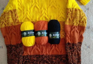 пуловер Осенний каприз, шапочка и митенки в подарок!!!