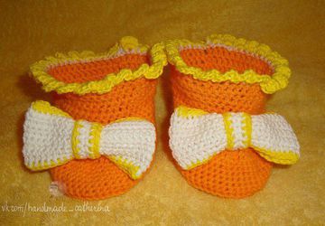 вязаные пинетки ручной работы для девочки 
