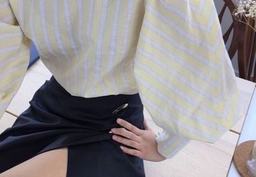 Блузка из хлопка в желтую полоску