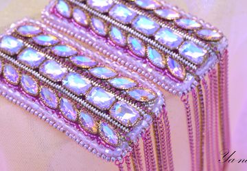 Эполеты из бисера "Розовое шампанское".