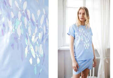 Футболка свободного кроя с рыбками