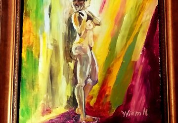 освещенная солнцем девушка,картина