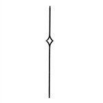 Indital PC45-1-0001 Powder Coated Wrought Iron Baluster for Stairs and Railings, Single 6" Diamond Design, 44 3/32" H x 4 3/4" W x 9/16" Sq. Diameter, Classic Black