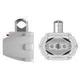 Four-Way Marine Wakeboard Tower Speaker - 6x9 Inch 300 Watt Mid Range Audio Weatherproof Marine Grade Boat Sound System - Lanzar AQWB69W (White)