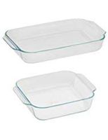 Pyrex Basics Clear Glass Baking Dishes 3 Quart Oblong and 2 Quart Square