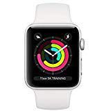 Apple Watch Series 3 38mm GPS + Cellular Silver Aluminum Case with White Sport Band (Renewed)