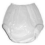 High Back - Extended Waist - Plastic Pants - Adult Sizes - White Only, Small Fits 29-33 in