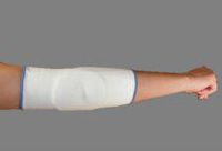 Alpha Medical Visco-Elastic Padded Elbow Brace (Small White w/Blue Trim)