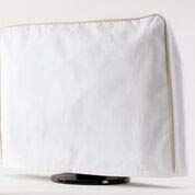 MONITOR COVER UPS, Lightweight Flat Screen Display, Monitor Dust Cover, Soft White Canvas, DIY Personalization, Mouse Pocket, Keyboard-hideaway, 100% Coverage, 24W"x17"Hx2.5"-7.50"D, LED LCD Flat Scre