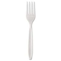 Dart Individually Wrapped Reliance Medium Heavy Weight Cutlery, Fork, White, 1000/Count