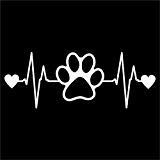 Dog Paw Heartbeat Vinyl Decal Sticker | Cars Trucks Vans Walls Laptops Cups | White | 7.5 X 2.8 Inch | KCD1170