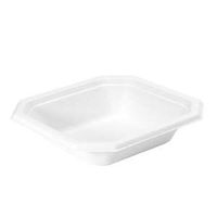 Genpak's HFSQ20 - Harvest Fiber Compostable Dinnerware Bowl | 20 oz White Square Fiber Bowl | Annually Renewable and Natural Fiber | Excellent Grease, Oil and Water Resistance | Sustainable Fiber Plate | Case of 500 Plates