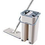vmree Stainless Steel Flat Squeeze Mop and Bucket, Hand-Free Wringing Floor Cleaning System with 2 Replacement Microfiber Mop Heads/Pads, Perfect for All Floor Types, Home and Commercial Use (8)