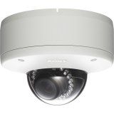 Network 720p HD / 1.3 Megapixel Vandal Resistant Minidome Camera with IR Illuminator, IP66, JPEG/MPEG-4/H.264 Dual Streaming, Day/Night and PoE.