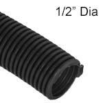 Flexible Nylon Slit Convoluted Wire Loom, 1/2" Diameter, Per Foot - Black