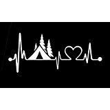 CCI Camping Love Heartbeat Wanderlust Decal Vinyl Sticker|Cars Trucks Vans Walls Laptop| White |6.5 x 3 in|CCI1463